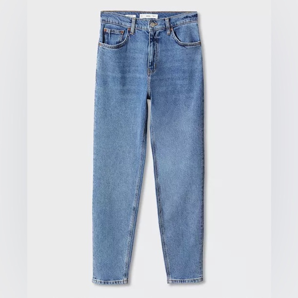 MANGO Women's Mom Comfort High-Rise Ankle Length Jeans blue size 8 New With Tags